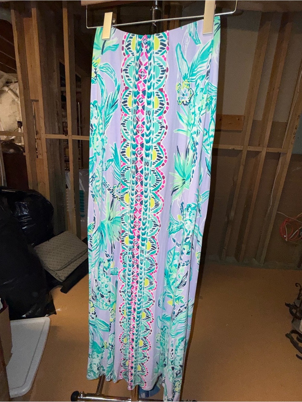 Lilly Pulitzer Lavender Maxi Skirt with Teal & Pink Accents